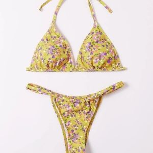 HOT Yellow/Purple Ditsy Floral Swim Set